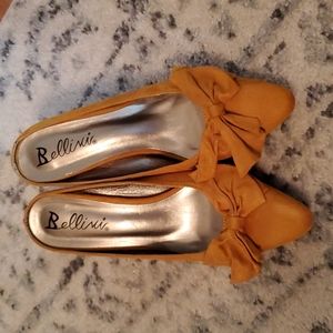 Suede Dressy Bow Front Mules